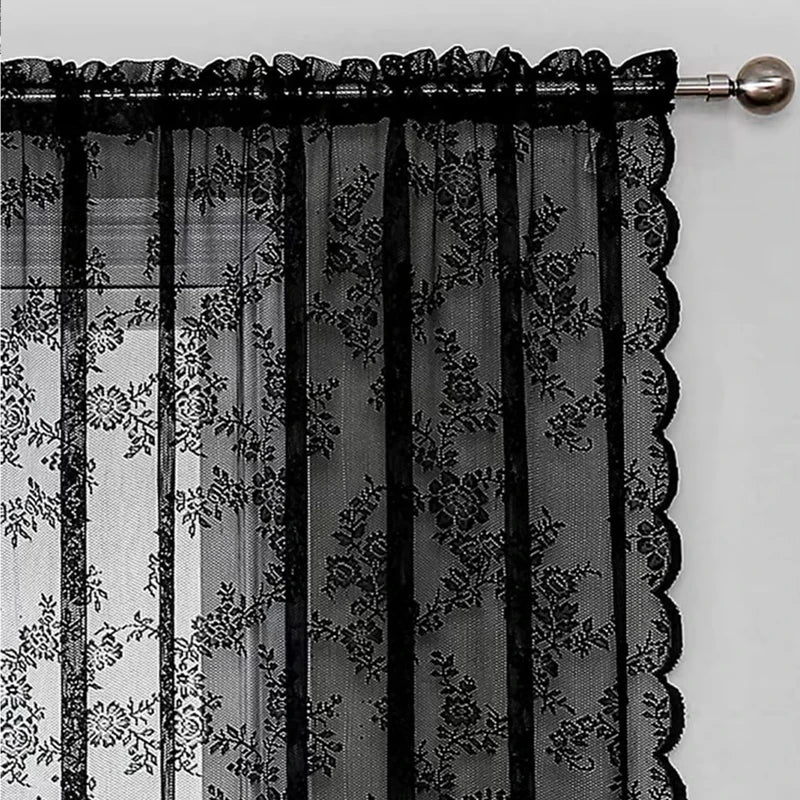French Lace Sheer Curtains - White Tulle Voile Drapes for Bedroom & Living Room