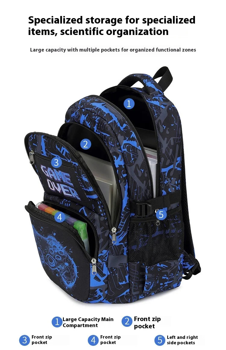 A blue and black specialized storage backpack set with multiple pockets for organized functional zones