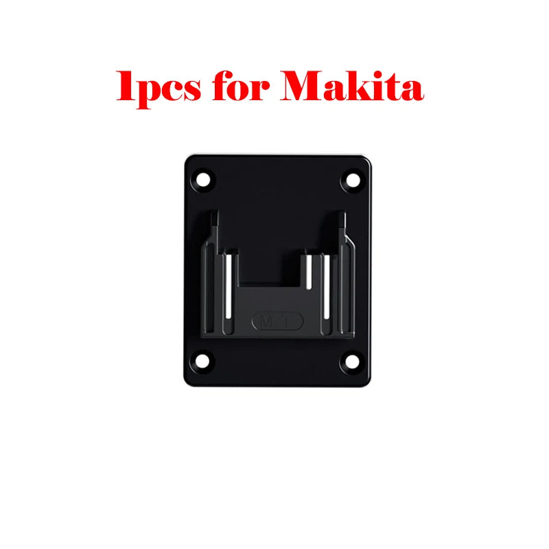 Black wall-mount battery holder for Makita 18V power tools