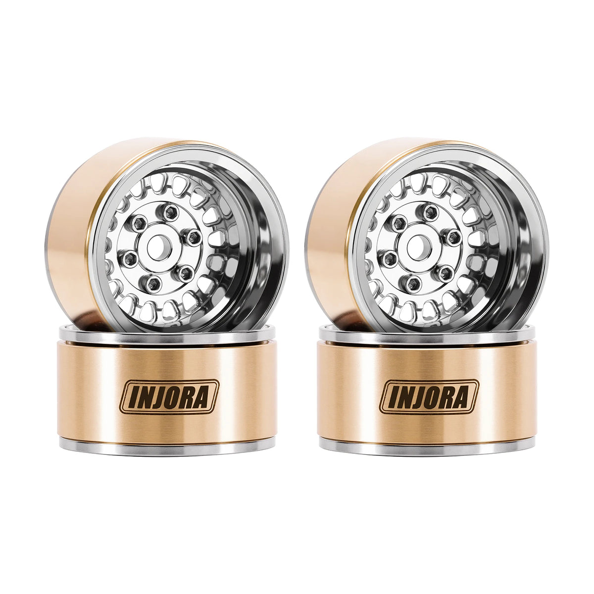 INJORA 1.0" Modular Beadlock Wheels for 1/18 1/24 RC Crawlers - Brass & Aluminum