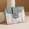 Slim PU Leather Zipper Wallet with Floral Detail