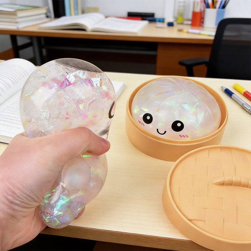 Glitter Dumpling Squishy Toy with Steamer