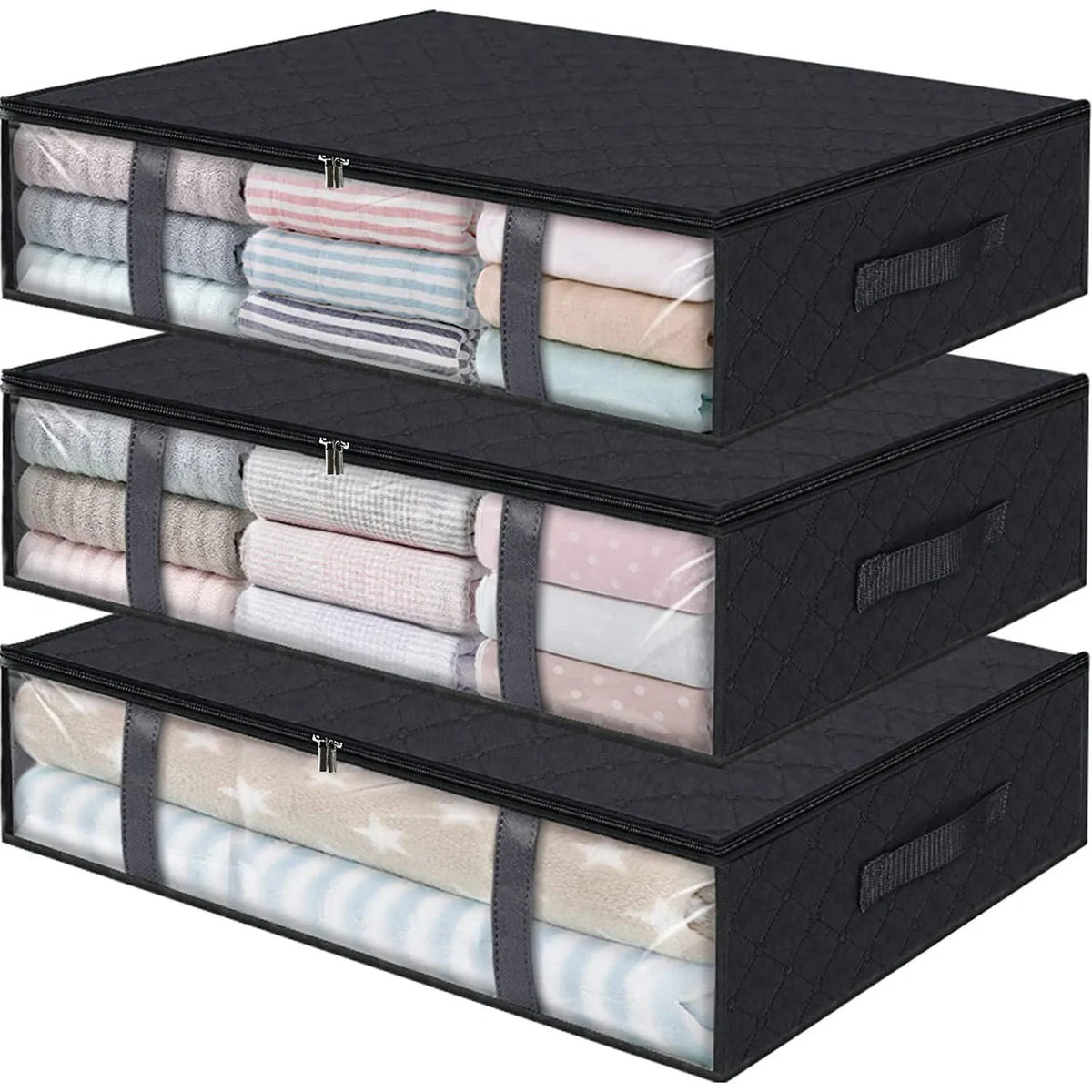 Under Bed Storage Containers with Clear Window (3-Pack)