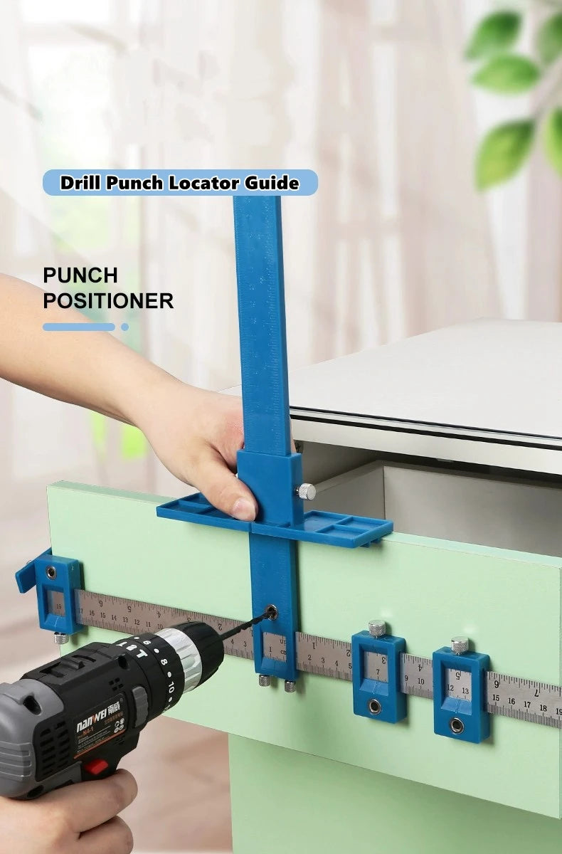 Cabinet Handle Drill Guide Template with Locator Punch