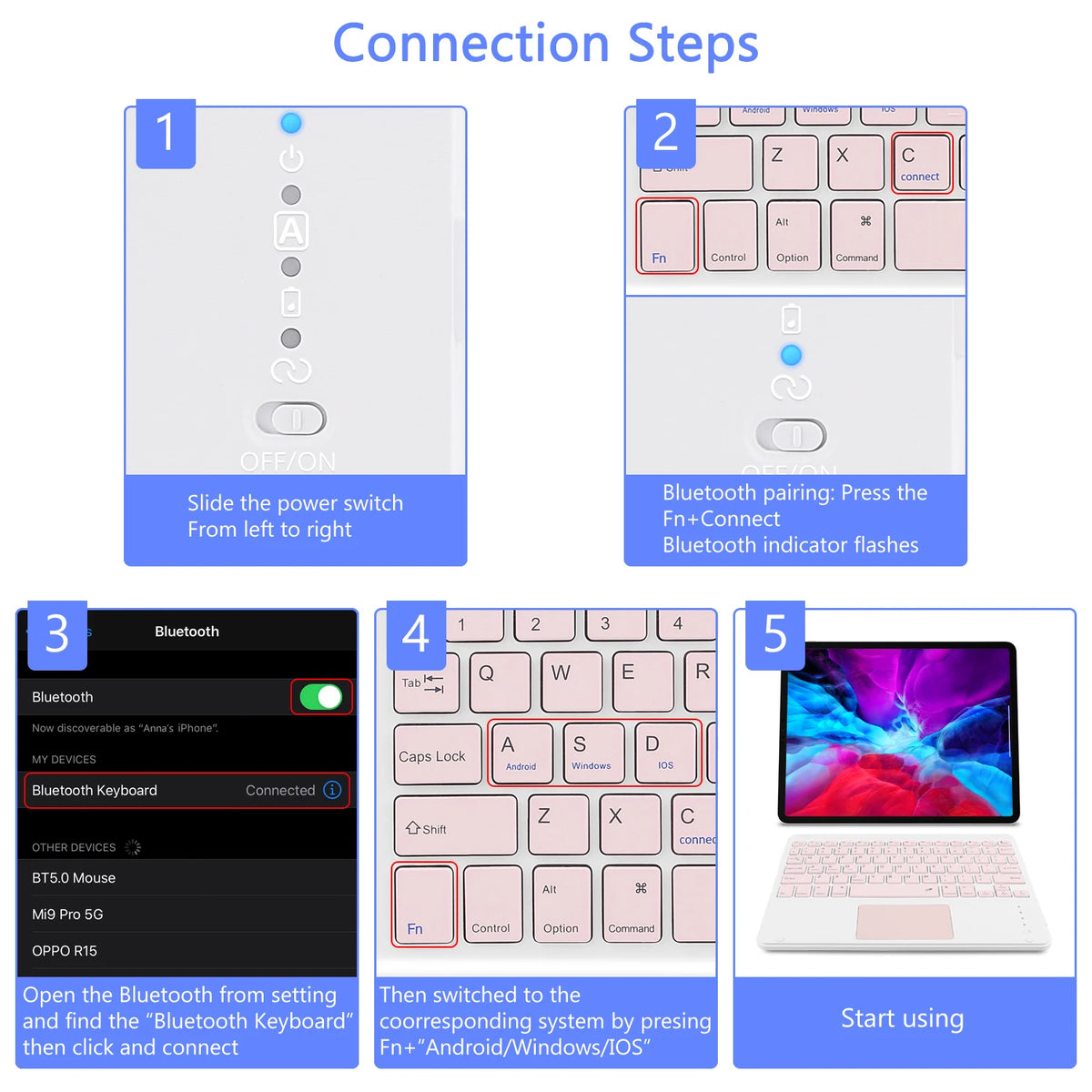 iPad Keyboard Case with Detachable Bluetooth Keyboard and Mouse
