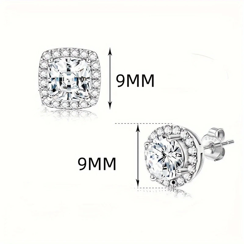 Silver-Tone Cubic Zirconia Stud Earrings