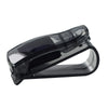Clear plastic clip for securing sunglasses onto a car sun visor
