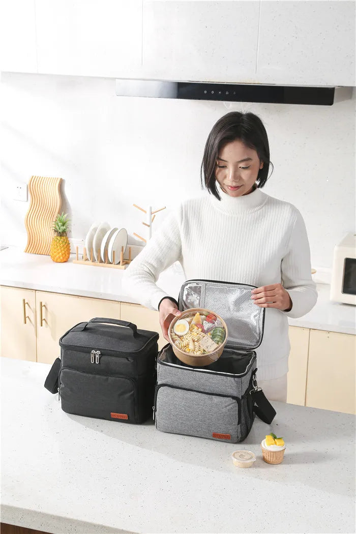 Insulated Thermal Shoulder Lunch Bag with Waterproof Lining