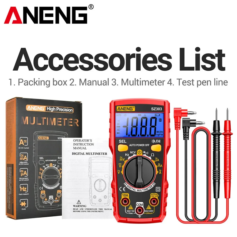Digital Multimeter with NCV, Auto-Ranging and LCD Backlit Display