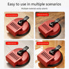 Red heavy-duty floor gap fixer with suction cup shown in various flooring scenarios.