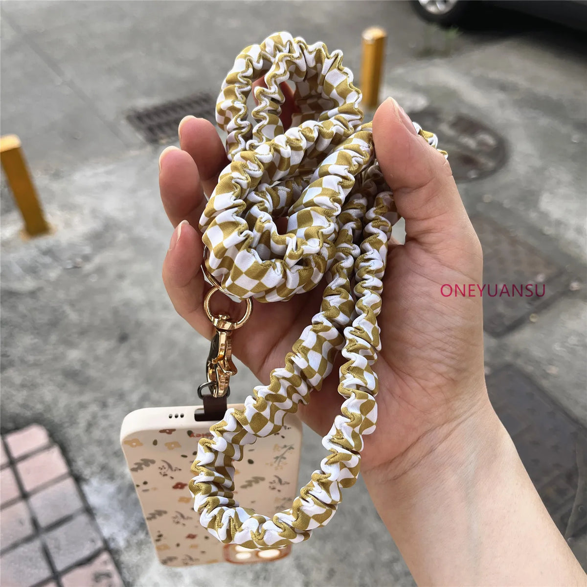 Elegant Gold Keychain Lanyard with Adjustable Neck Strap