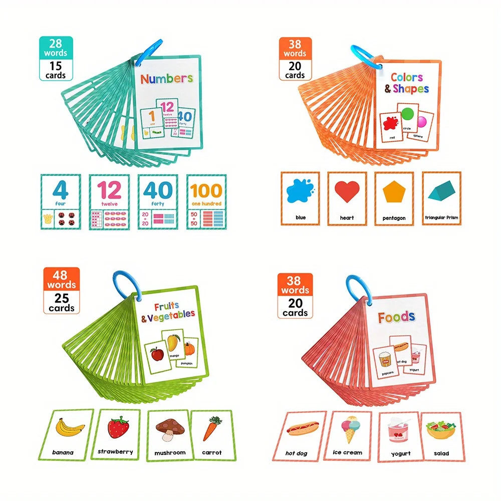 Early Learning Flash Cards for Kids – Colors, Shapes, Numbers, Fruits, Vegetables & Food
