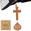 Wood Cross Car Rearview Mirror Pendant with Bible Verse