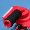 A black extension rod is shown inserted into a red paint edger tool for professional latex paint application.