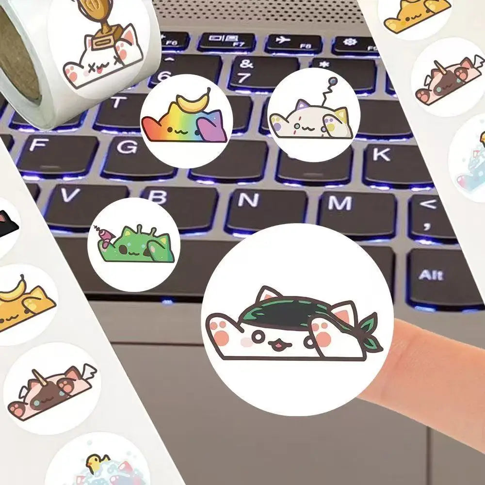 A collection of cute bongo cat stickers featuring various expressions and designs on a white background.