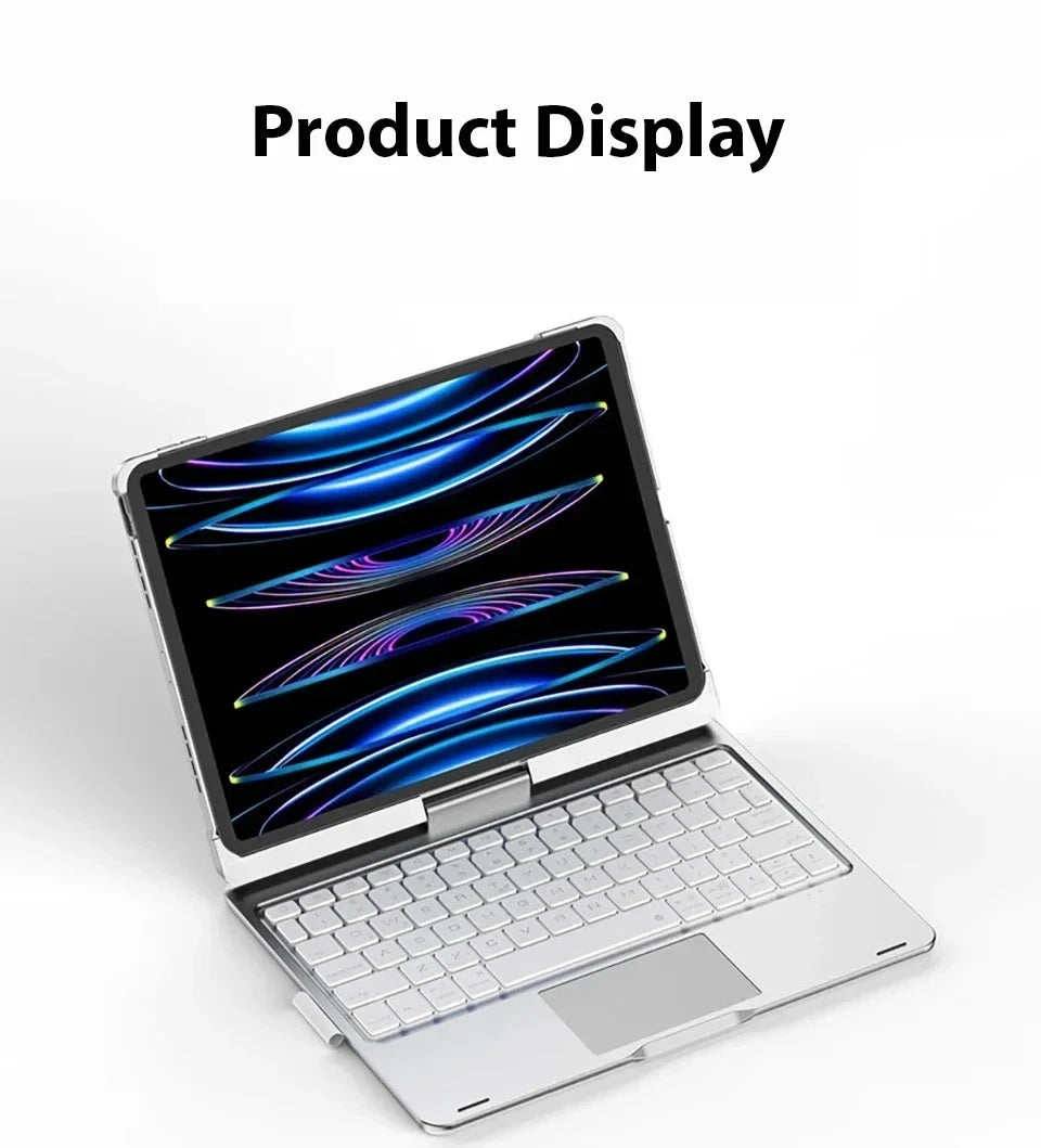 Backlit 360° Rotatable Keyboard Case for iPad with Pencil Holder
