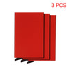 Three red slim metal RFID blocking card holders with a pop-up design.
