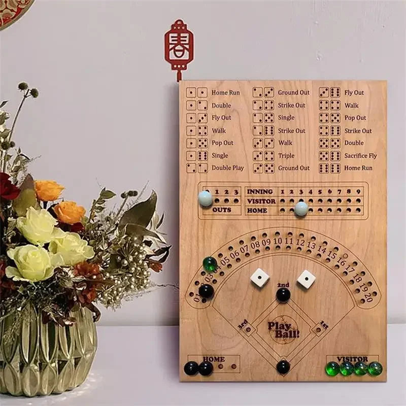 Wooden Baseball Dice Board Game