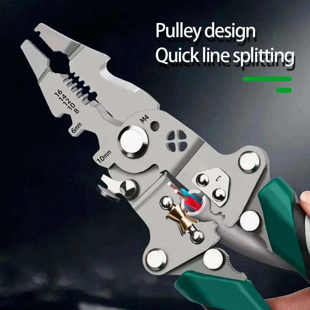 Folding Multifunctional Wire Stripper Pliers with Crimping Tool