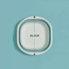 A white plastic wash basin with a 36.5cm diameter is shown against a light blue background.