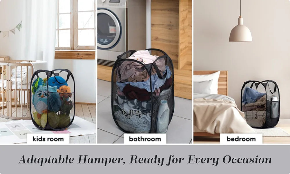 Collapsible Mesh Laundry Basket with Handles