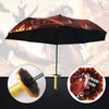 Folding umbrella featuring a Demon Slayer Kokushibo Katana design with fiery accents.