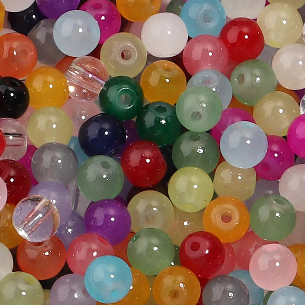 Colorful Round Glass Beads for Jewelry Making