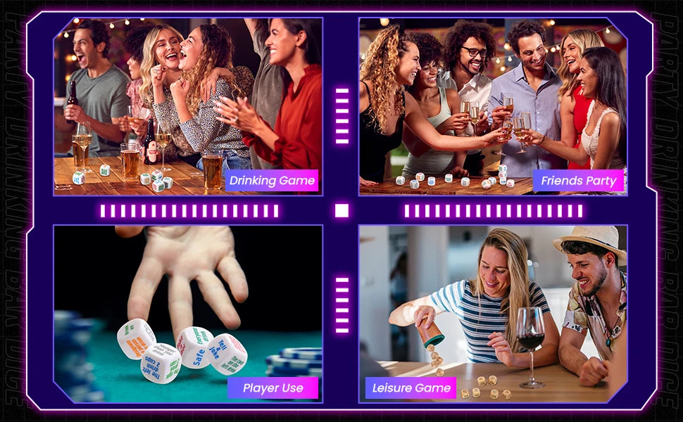 Party Dice Drinking Game Set with 36 Fun Challenges