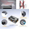A slim aluminum wallet designed to block RFID scanning, featuring a money clip and capacity for 1-15 cards.