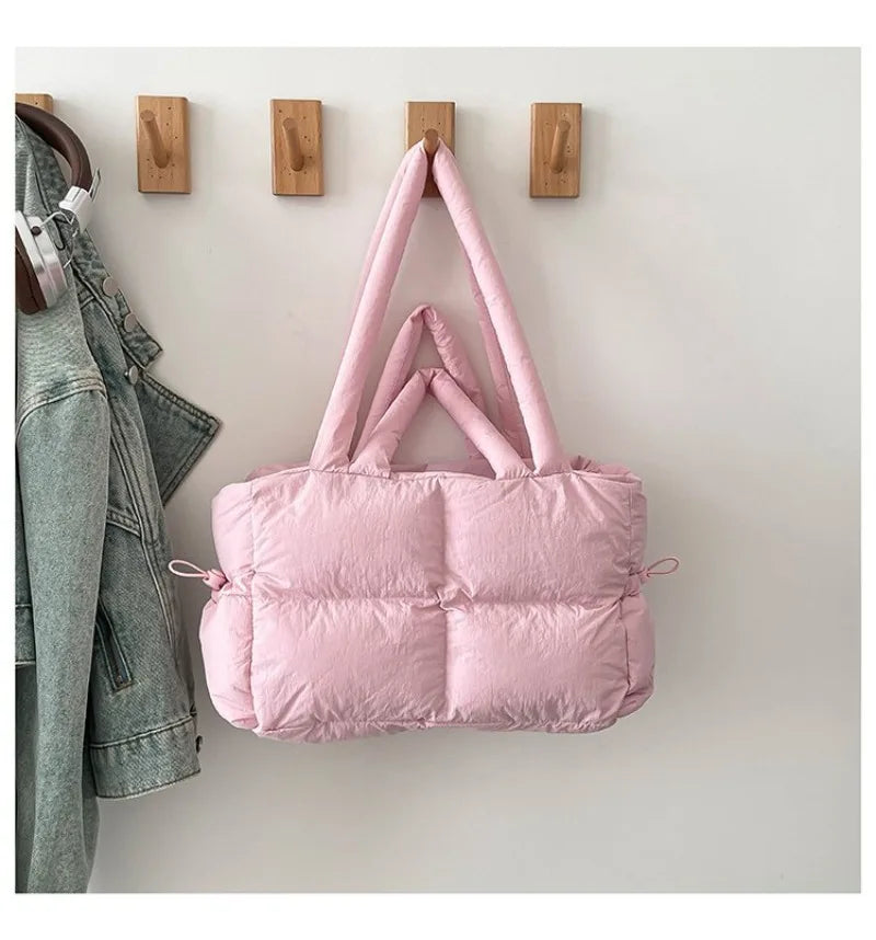 Quilted Puffer Tote Bag with Adjustable Strap