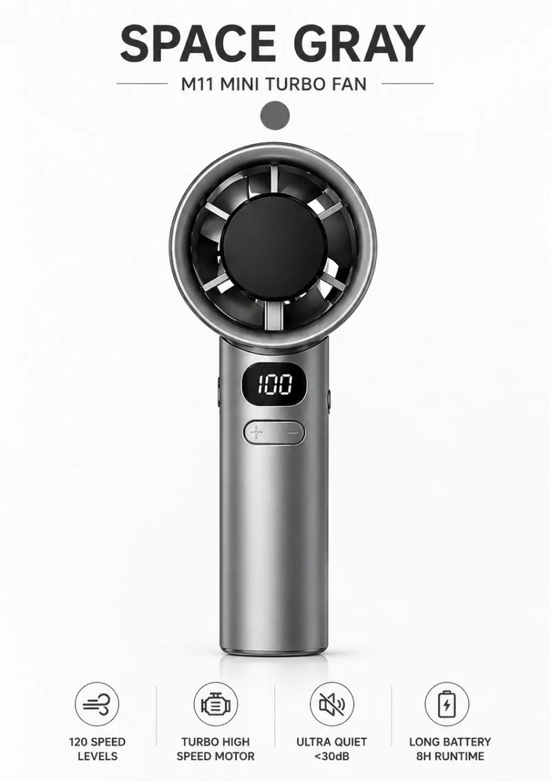 Portable USB Rechargeable Handheld Fan with Digital Display