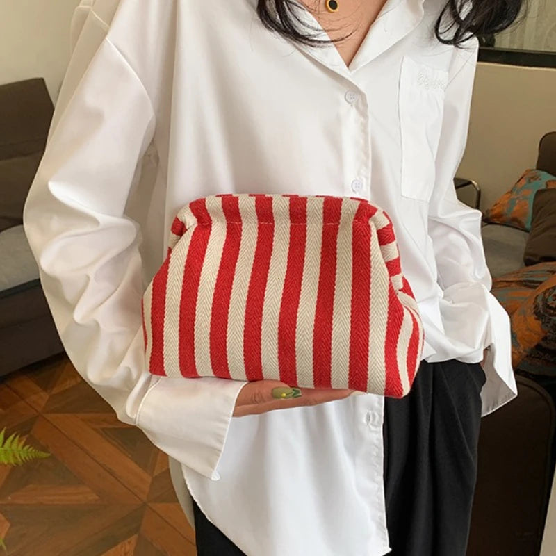 Woven Crochet Hobo Handbag with Colorblock Design