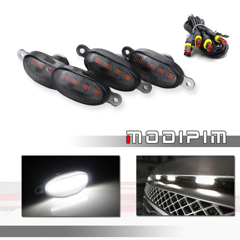 Smoked Lens LED Front Grille Marker Lights for Trucks & SUVs