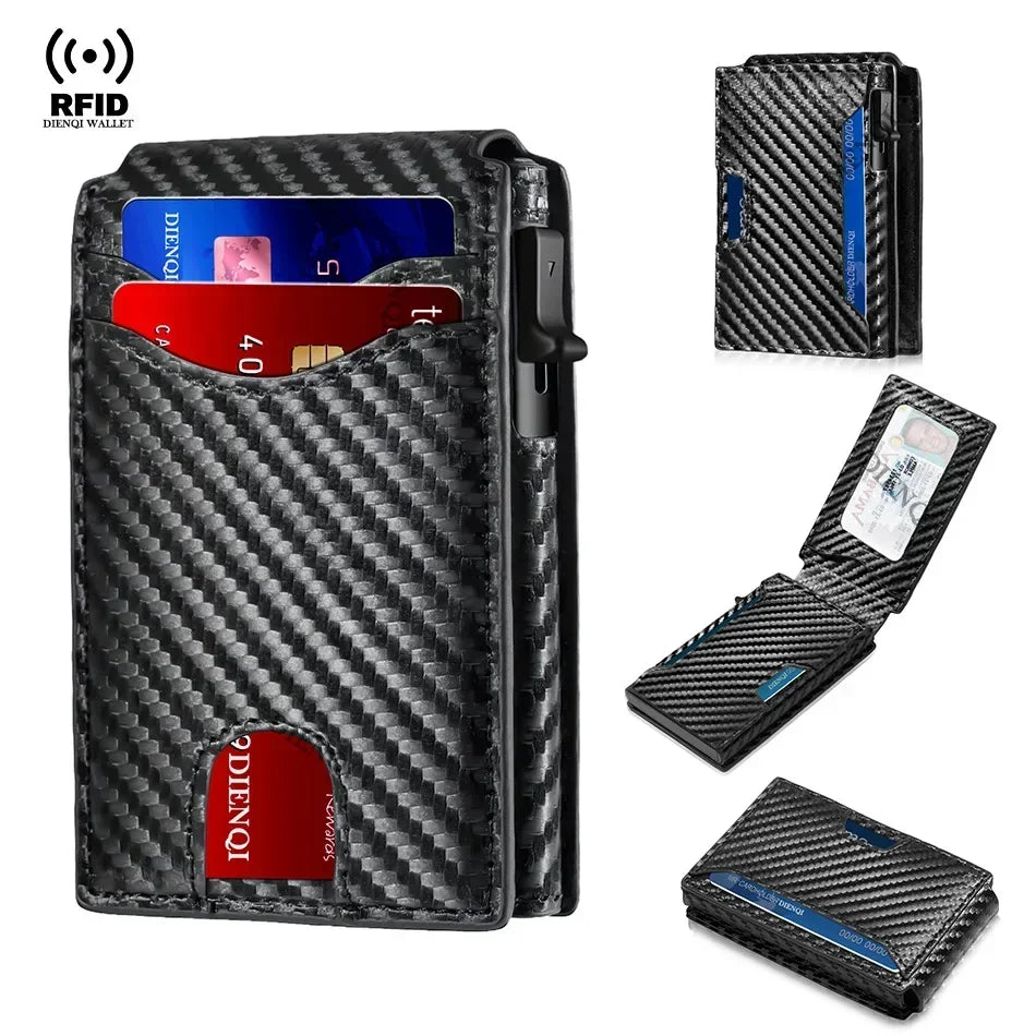 Slim RFID-Blocking Carbon Fiber Card Holder Wallet