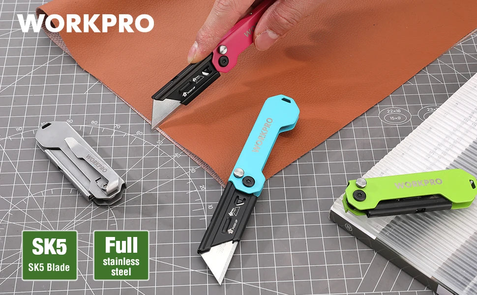 Folding Utility Knife 3-Pack with Quick-Change Blades and Belt Clip