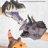 A vinyl dinosaur hand puppet featuring a detailed, realistic dinosaur head with teeth and expressive features.