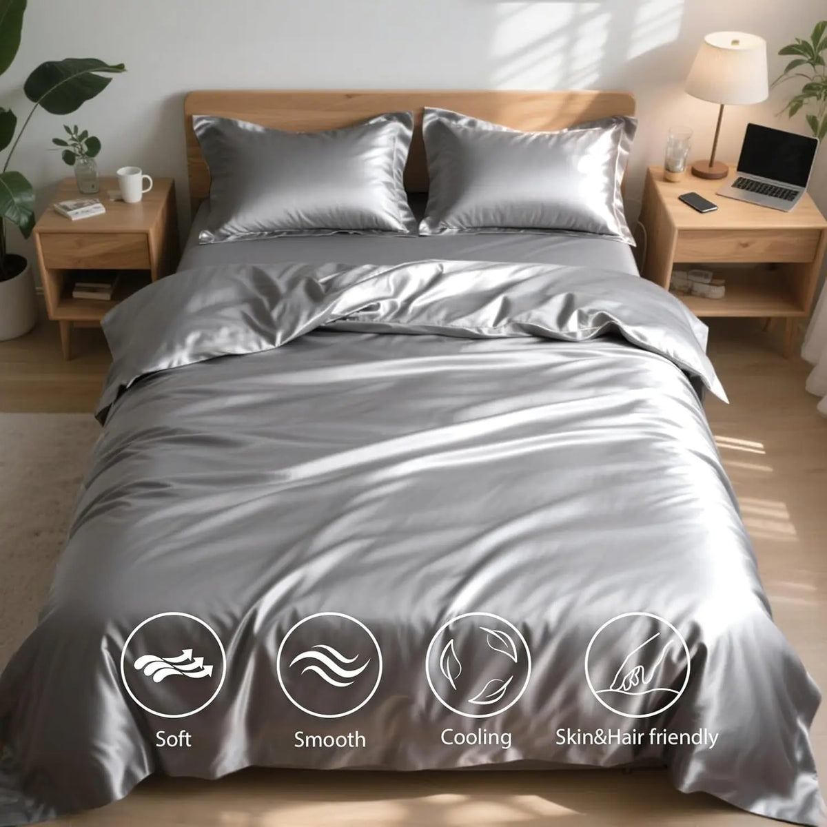 Housse de Couette en Satin de Soie Premium