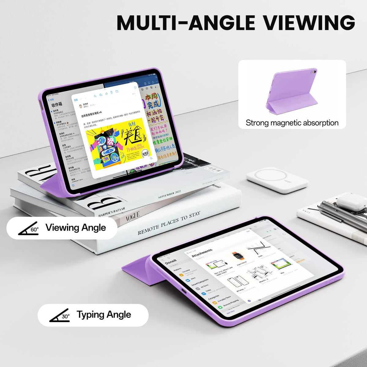 Premium Faux Leather iPad Case with Magnetic Smart Cover and Stand