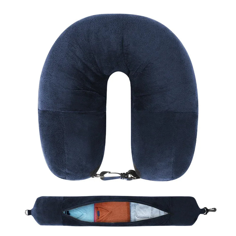 U-Shaped Travel Neck Pillow with Velvet Cover