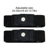A pair of black adjustable elastic belts shown flat, with size options listed as 24-35cm/9.45-13.78in.