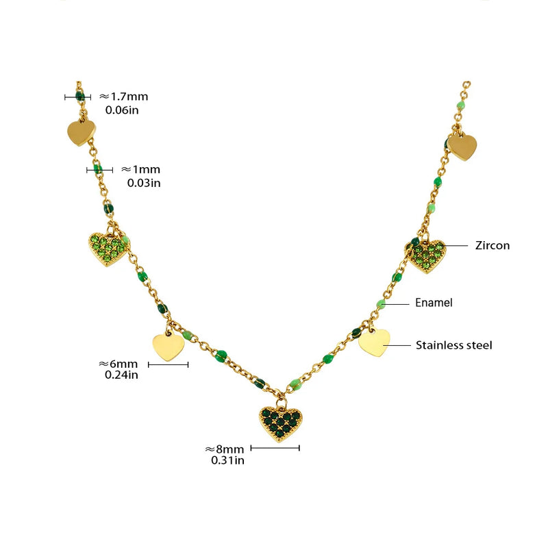 Heart Charm Stainless Steel Jewelry Set