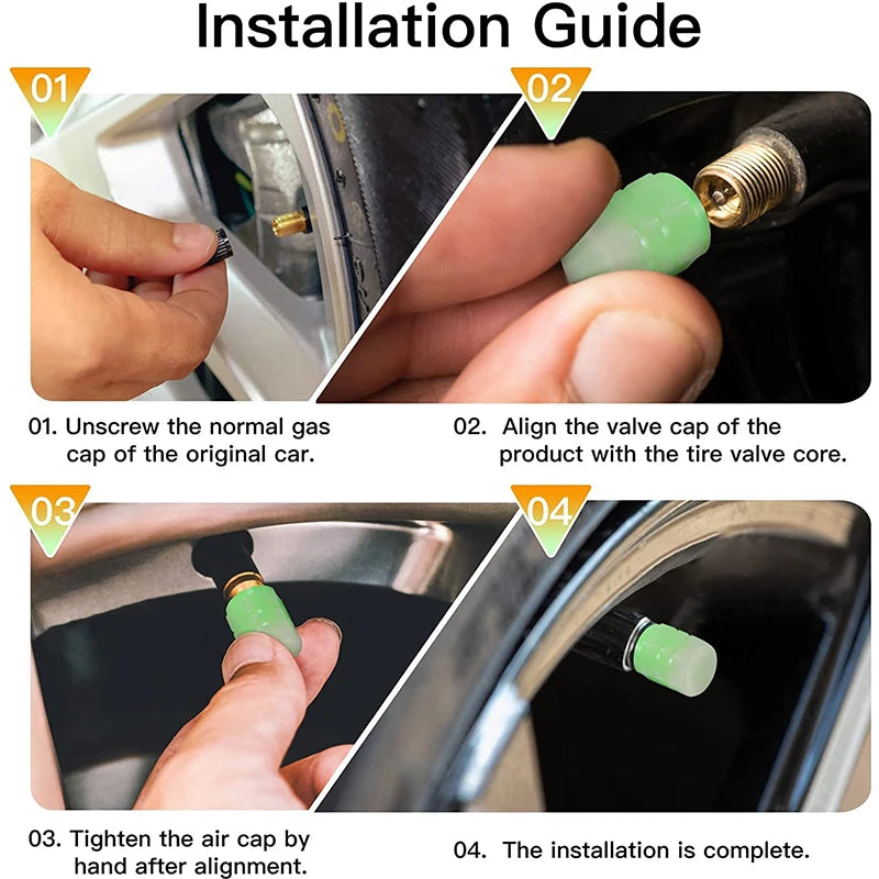 Glow-in-the-Dark Valve Caps for Car, Motorcycle & Bicycle Wheels (Set of 20)
