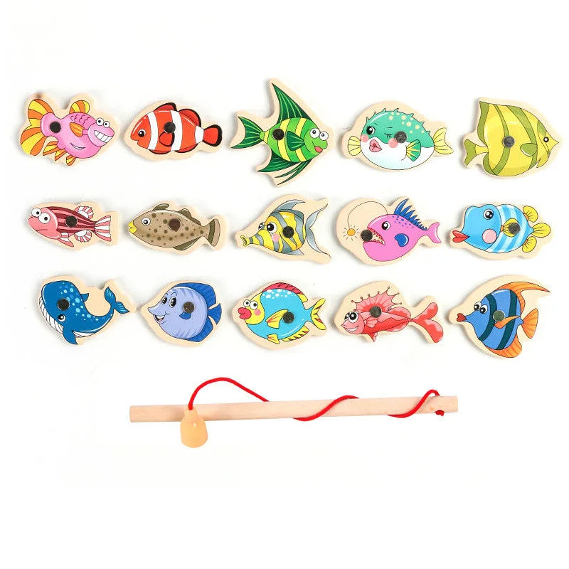 Wooden Magnetic Fishing Game for Toddlers