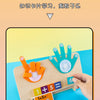 A hand is using a wooden counting toy for toddlers, featuring number blocks and activity cards on a light wooden board.