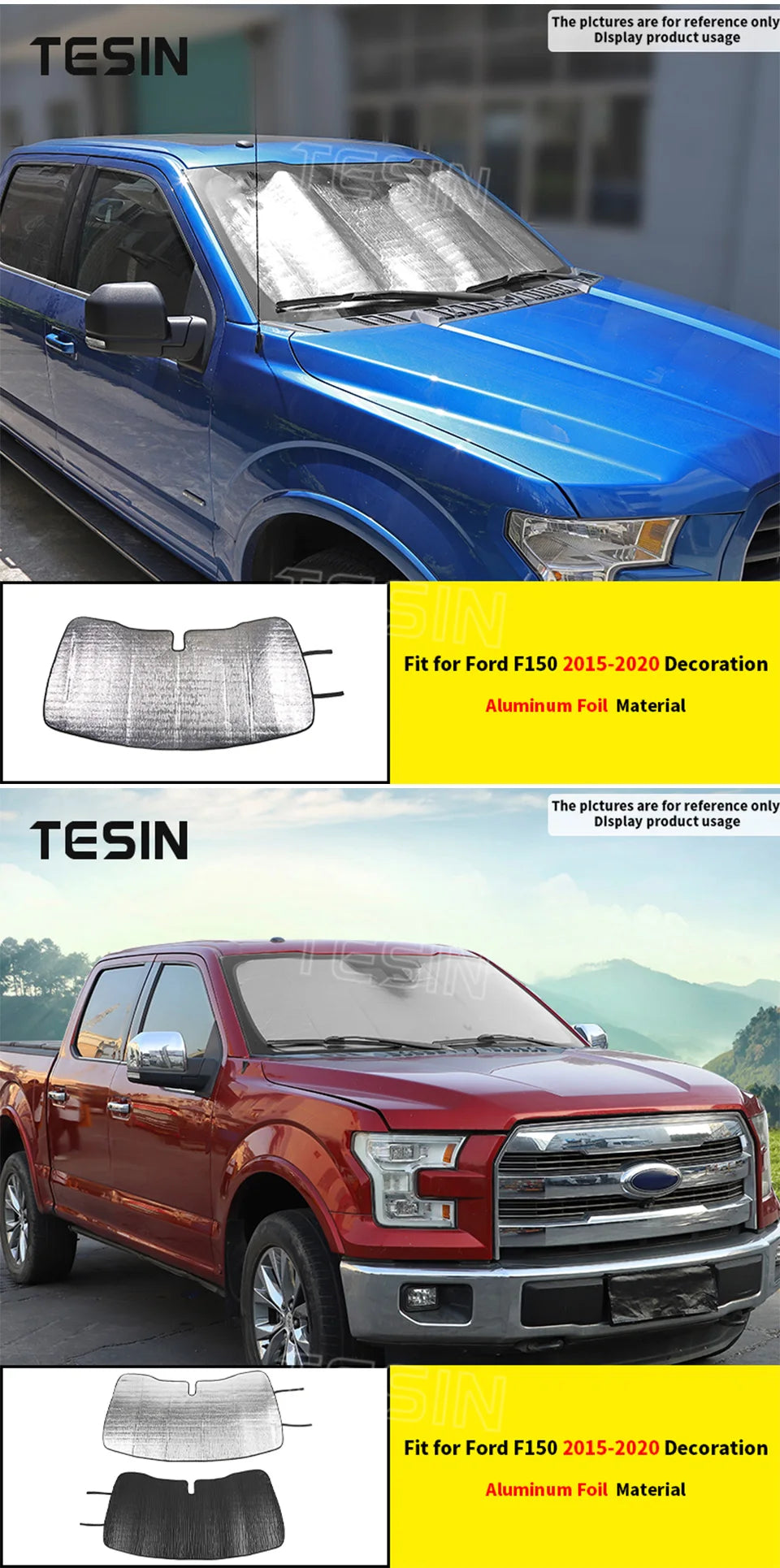 Ford F-150 Windshield Sun Shade - Heat Blocking Aluminum Foil Cover