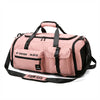 A pink and black tactical nylon backpack with padded straps and buckles.