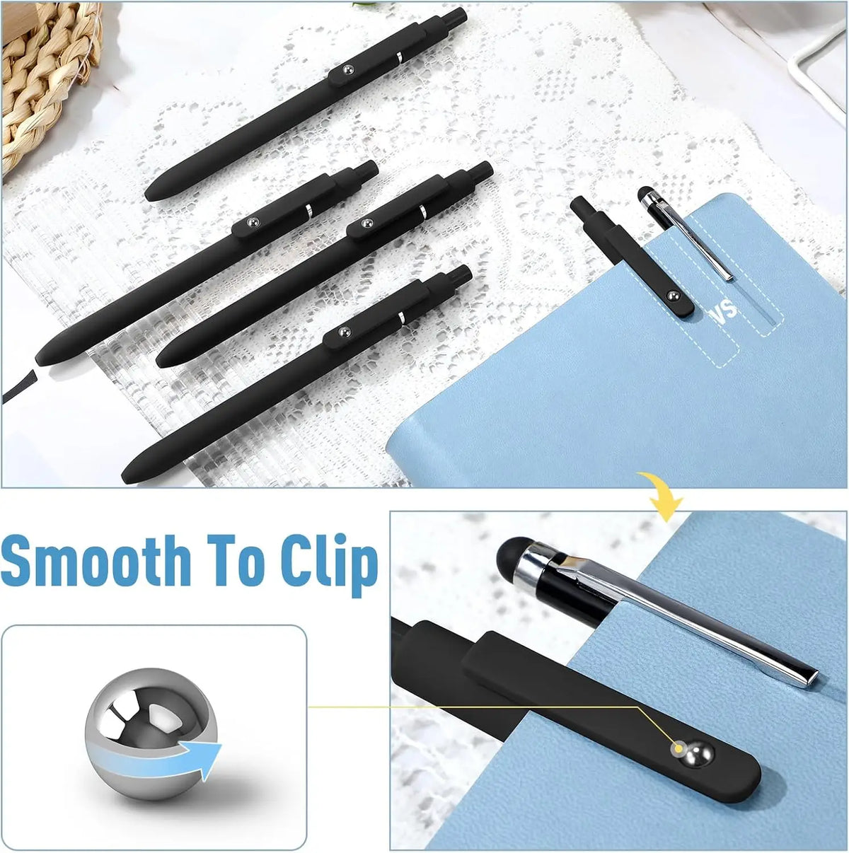 Premium Fine Point Gel Pens with Refills (10 Pens + 5 Refills)