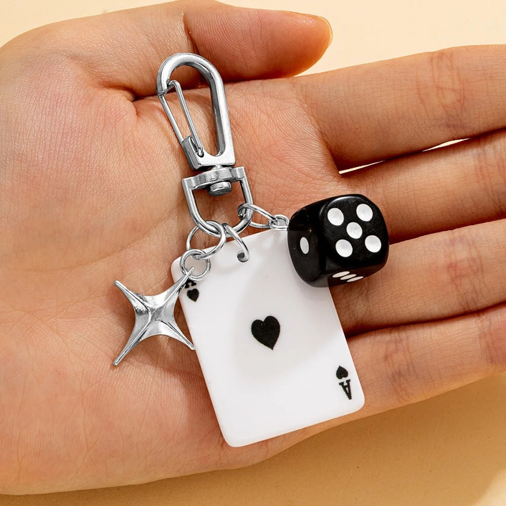 Retro Poker Dice Keychain Charm
