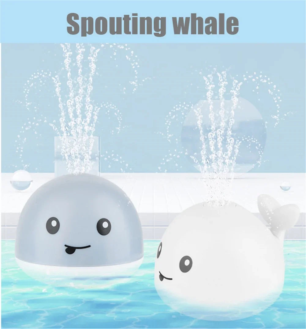 Whale Water Sprinkler Bath Toy with Glowing LED Lights