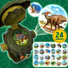 A dinosaur projector watch for kids showing a 3D dino head and 24 prehistoric images.
